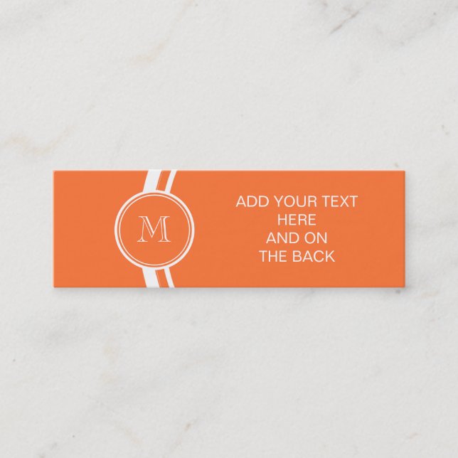 Orange High End Colored Monogrammed Mini Business Card (Front)