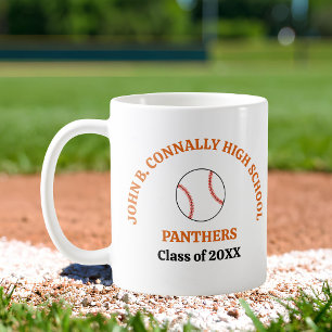 Orange High School Baseball Player Personalized Coffee Mug