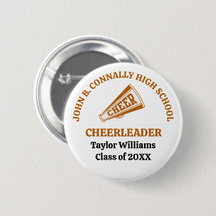 Orange High School Cheerleader Personalized Button