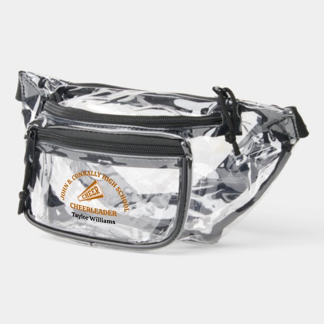 Orange High School Cheerleader Personalized Clear Fanny Pack (Left)