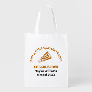 Orange High School Cheerleader Personalized Grocery Bag