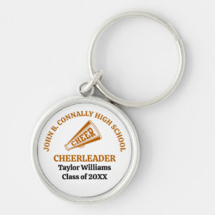 Orange High School Cheerleader Personalized Keychain