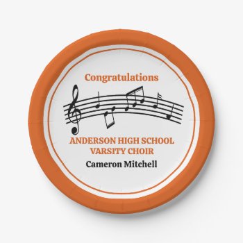 Orange High School Choir Custom Party Paper Plates by epicdesigns at Zazzle