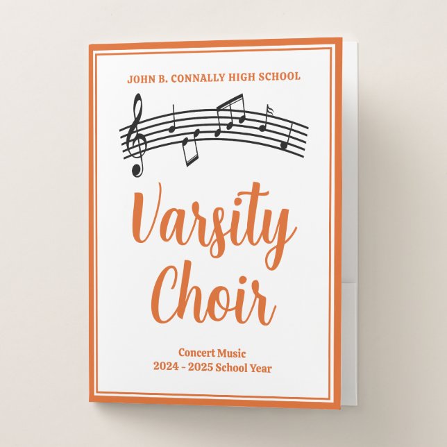 Orange High School Choir Customizable Music Pocket Folder (Front)