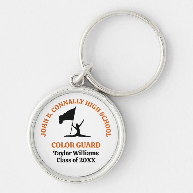 Orange High School Color Guard Personalized Keychain (Front)