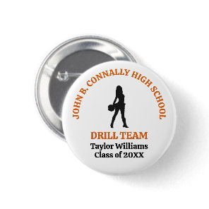 Orange High School Drill Team Dancer Personalized Button