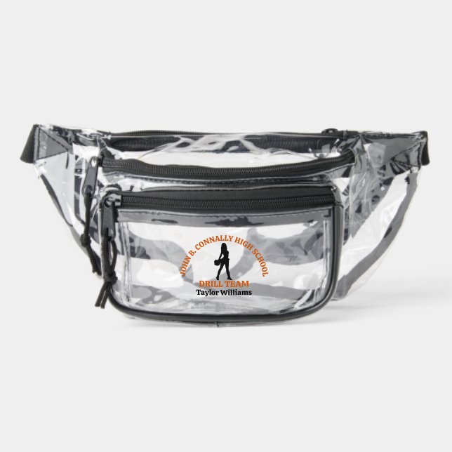 Orange High School Drill Team Dancer Personalized Clear Fanny Pack (Front)