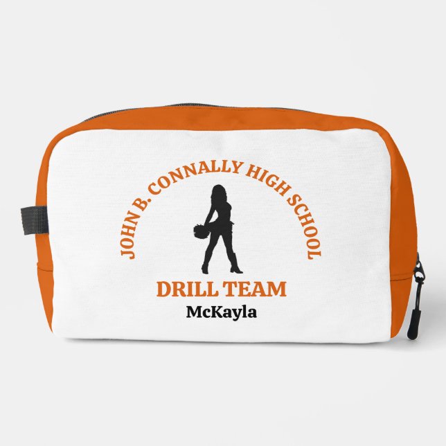 Orange High School Drill Team Dancer Personalized Dopp Kit (Front)