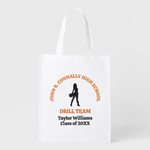 Orange High School Drill Team Dancer Personalized Grocery Bag