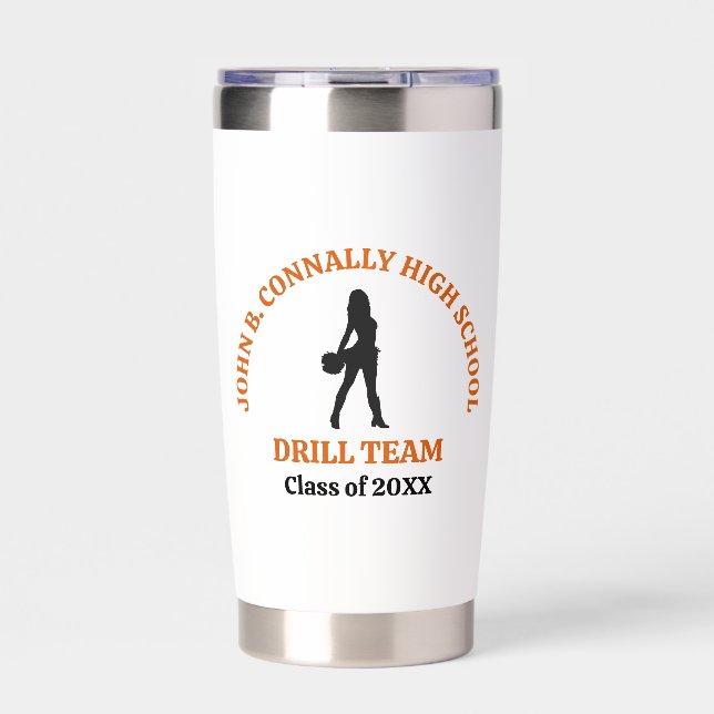 Orange High School Drill Team Dancer Personalized Insulated Tumbler (Front)