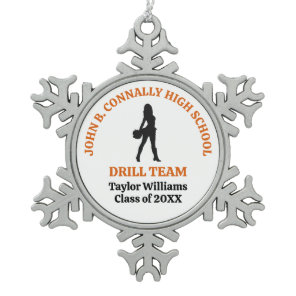 Orange High School Drill Team Dancer Personalized Snowflake Pewter Christmas Ornament