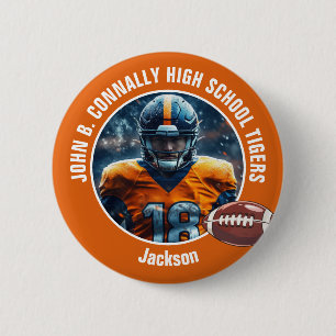 Orange High School Football Player Photo Button