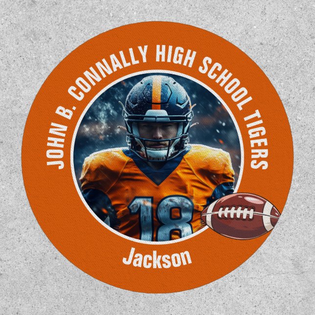 Orange High School Football Player Photo Patch (Front)