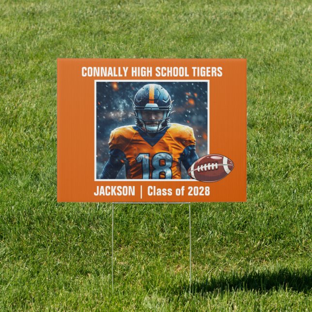 Orange High School Football Player Photo Yard Sign (Insitu)