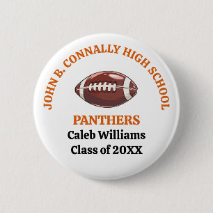 Orange High School Football Team Customized Button