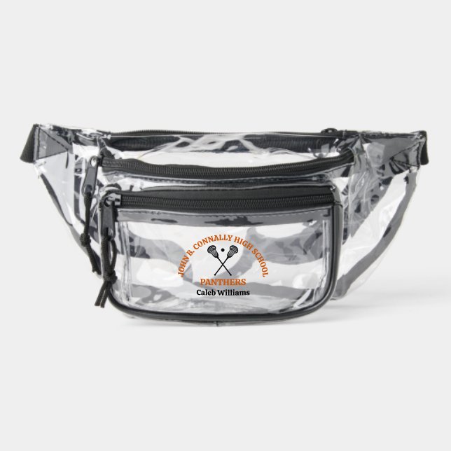 Orange High School Lacrosse Game Personalized Clear Fanny Pack (Front)