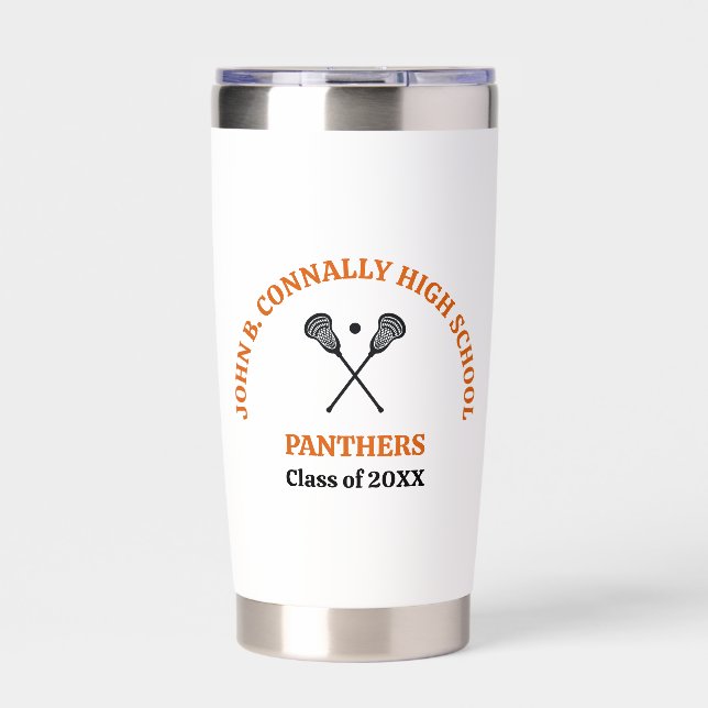 Orange High School Lacrosse Team Personalized Insulated Tumbler (Front)