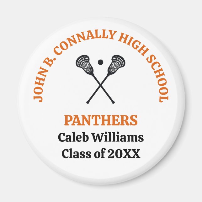 Orange High School Lacrosse Team Personalized Magnet (Front)