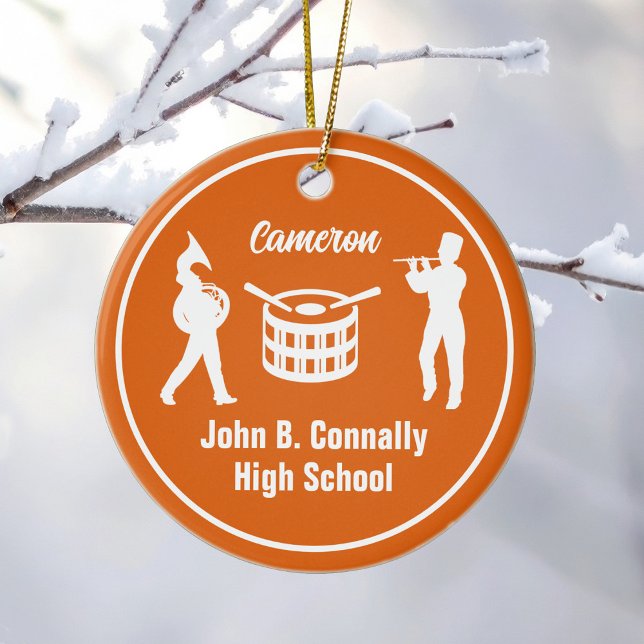 Orange High School Marching Band Custom Christmas Ceramic Ornament (Creator Uploaded)