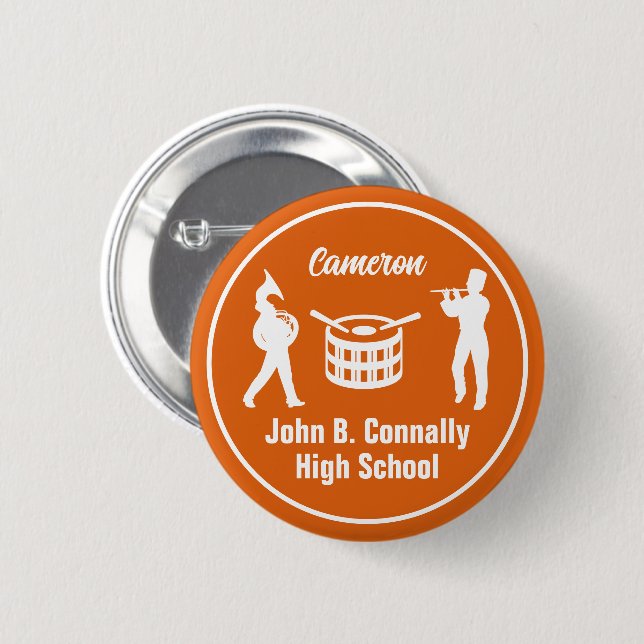 Orange High School Marching Band Personalized Button (Front & Back)