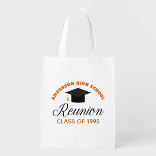 Orange High School Reunion Party Custom Alumni Grocery Bag