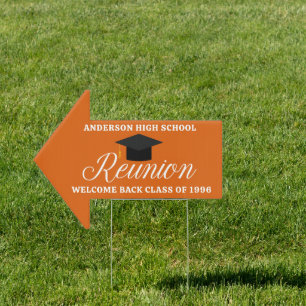 Orange High School Reunion Party Custom Arrow Yard Sign