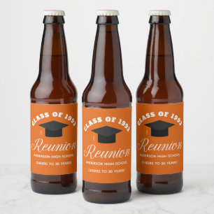 Orange High School Reunion Personalized Party Beer Bottle Label