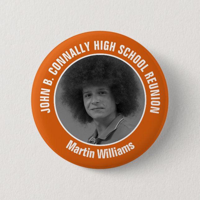 Orange High School Reunion Yearbook Photo Button (Front)