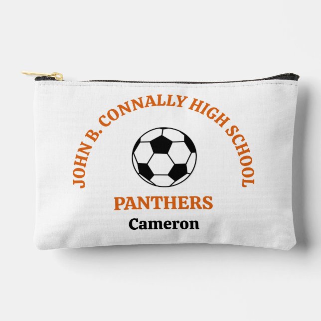 Orange High School Soccer Team Personalized Accessory Pouch (Front)