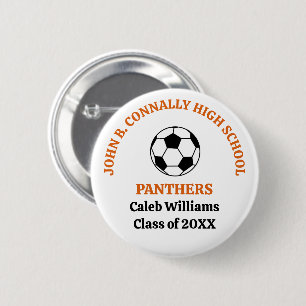 Orange High School Soccer Team Personalized Button