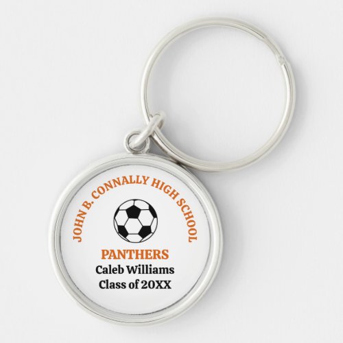 Orange High School Soccer Team Personalized Keychain
