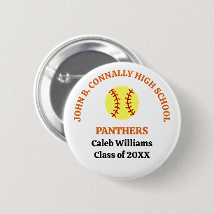 Orange High School Softball Player Personalized Button