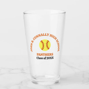 Orange High School Softball Player Personalized Glass