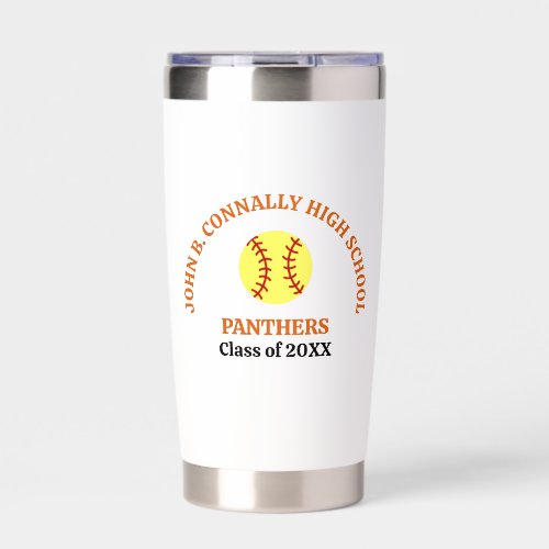 Orange High School Softball Player Personalized Insulated Tumbler