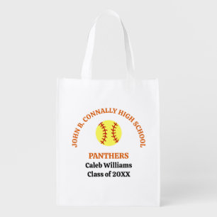 Orange High School Softball Team Personalized Grocery Bag