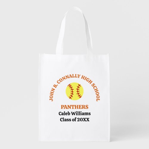 Orange High School Softball Team Personalized Grocery Bag