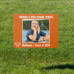 Orange High School Tennis Player Photo Yard Sign