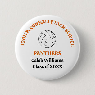 Orange High School Volleyball Player Personalized Button