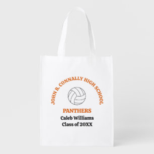 Orange High School Volleyball Player Personalized Grocery Bag