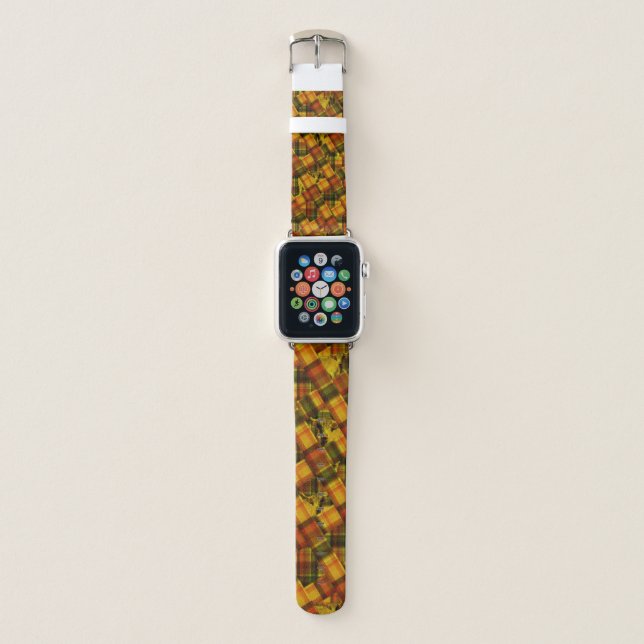 Orange Highland Cow Tartan Design, Apple Watch Band (Front)