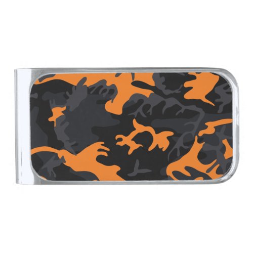 Orange Highlights Camo Silver Finish Money Clip