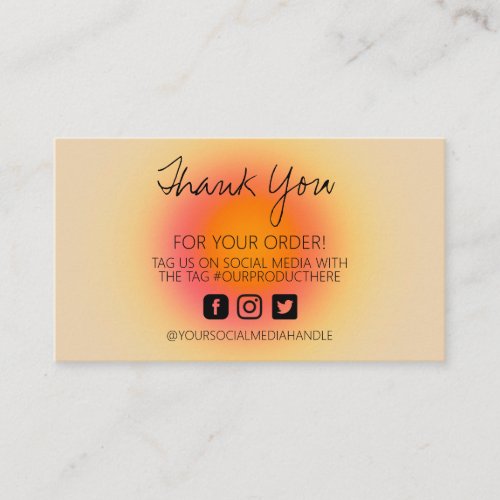 Orange Holo Abstract Aura Thank You Business Card