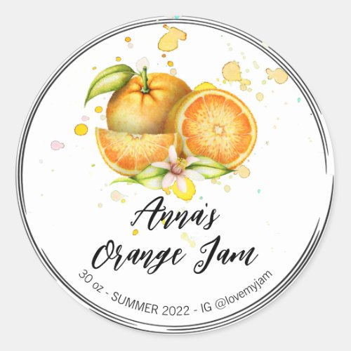  Orange Homemade Jelly Jam Preserves AP30 Classic Round Sticker