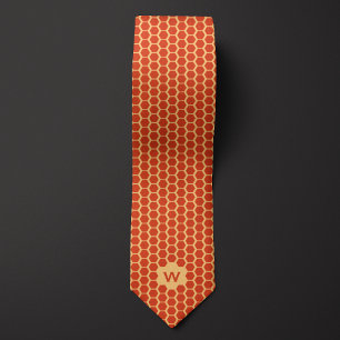 Orange Honeycomb Casual Neck Tie