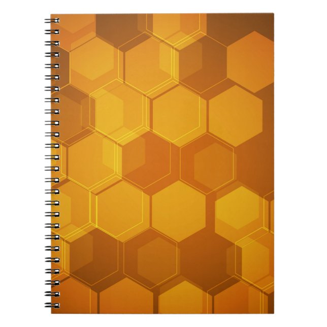 Orange honeycomb hexagon pattern notebook (Front)