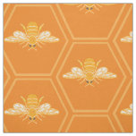 Orange honeycomb with honey bees fabric