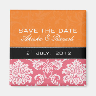 Orange Honeysuckle Damask Save the Date Magnet