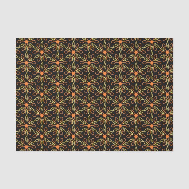 Orange Hook Yellow Hook Yellow Fish Flower Pattern Tissue Paper (Front)