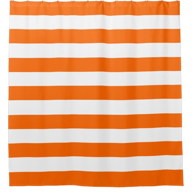 Orange Horizontal Stripes Shower Curtain (Front)