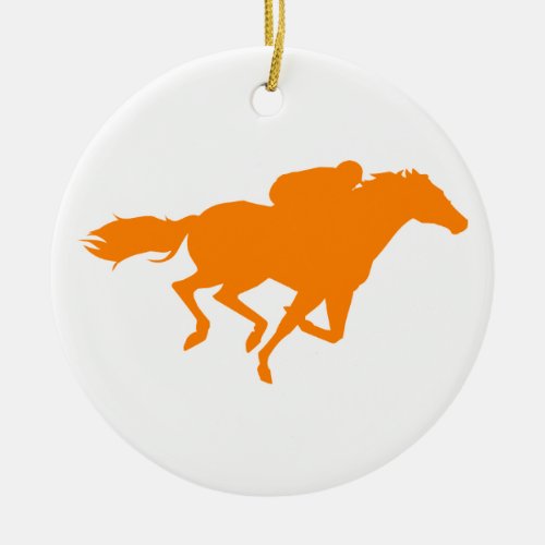 Orange Horse Racing Ceramic Ornament